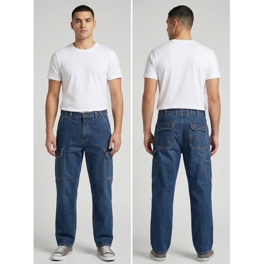 Duluth Trading Co Men's Relaxed Fit Straight Leg Cargo Jeans 42x34 Work Utility